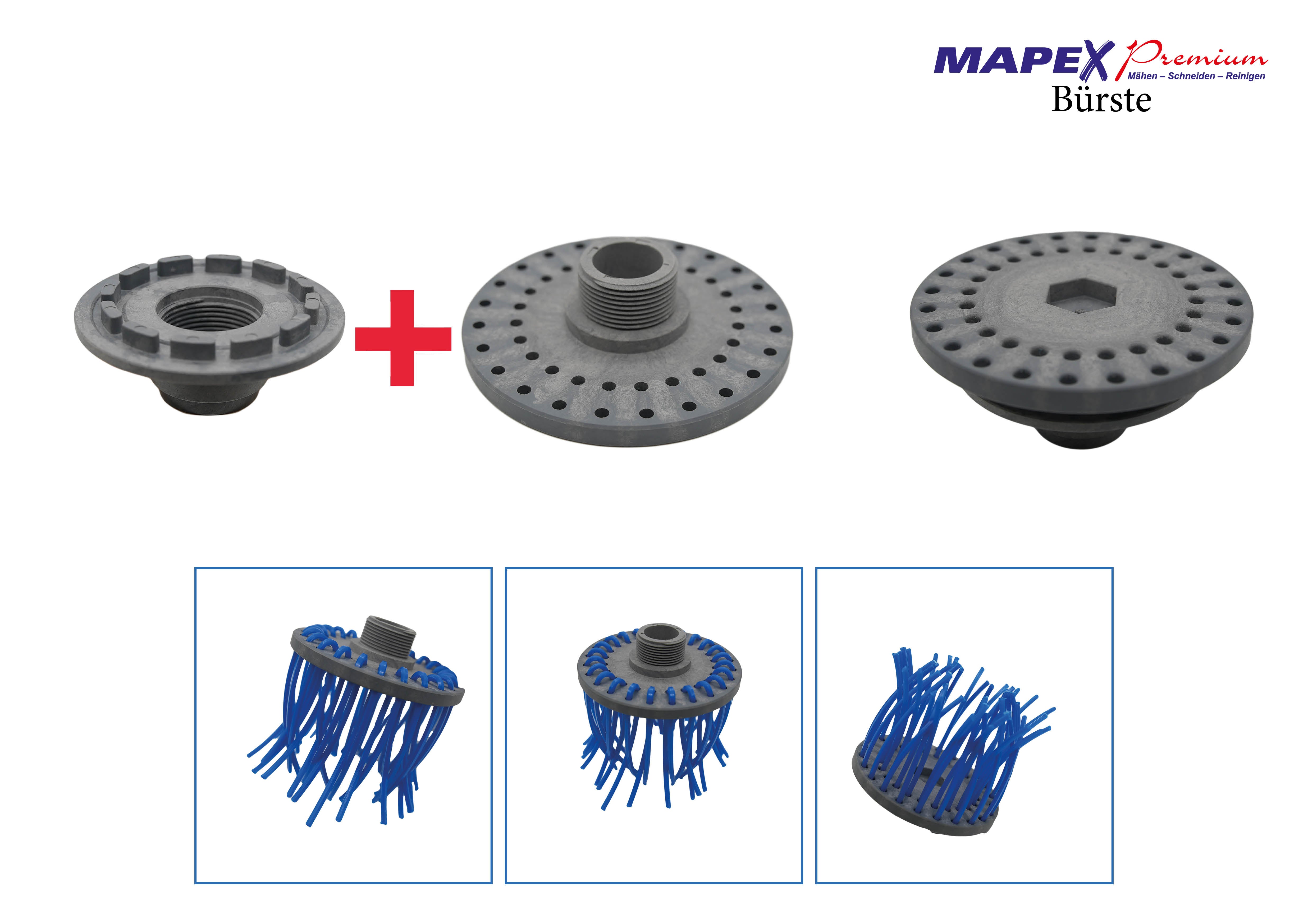 MAPEX Premium Set - Mähkopf - Bürsten Aufsatz - inkl. 2 Mähfaden